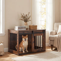 Tangkula Farmhouse Wooden Dog Crate Furniture