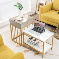 Tangkula Nesting Coffee Table Set of 2, Rectangular, Living Room Accent Cocktail Tables