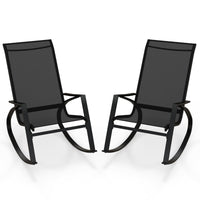 Tangkula Outdoor Rocking Chairs Set of 2/4, Patio Sling Fabric Rockers with Ergonomic Backrest & Seat
