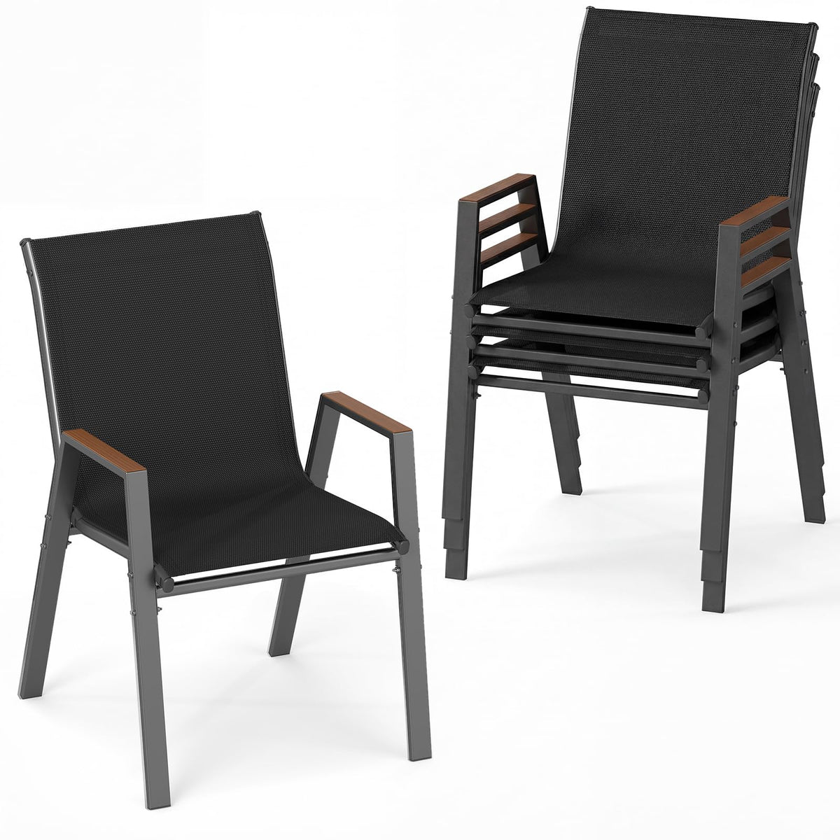 Tangkula Stackable Patio Chairs(4/8)