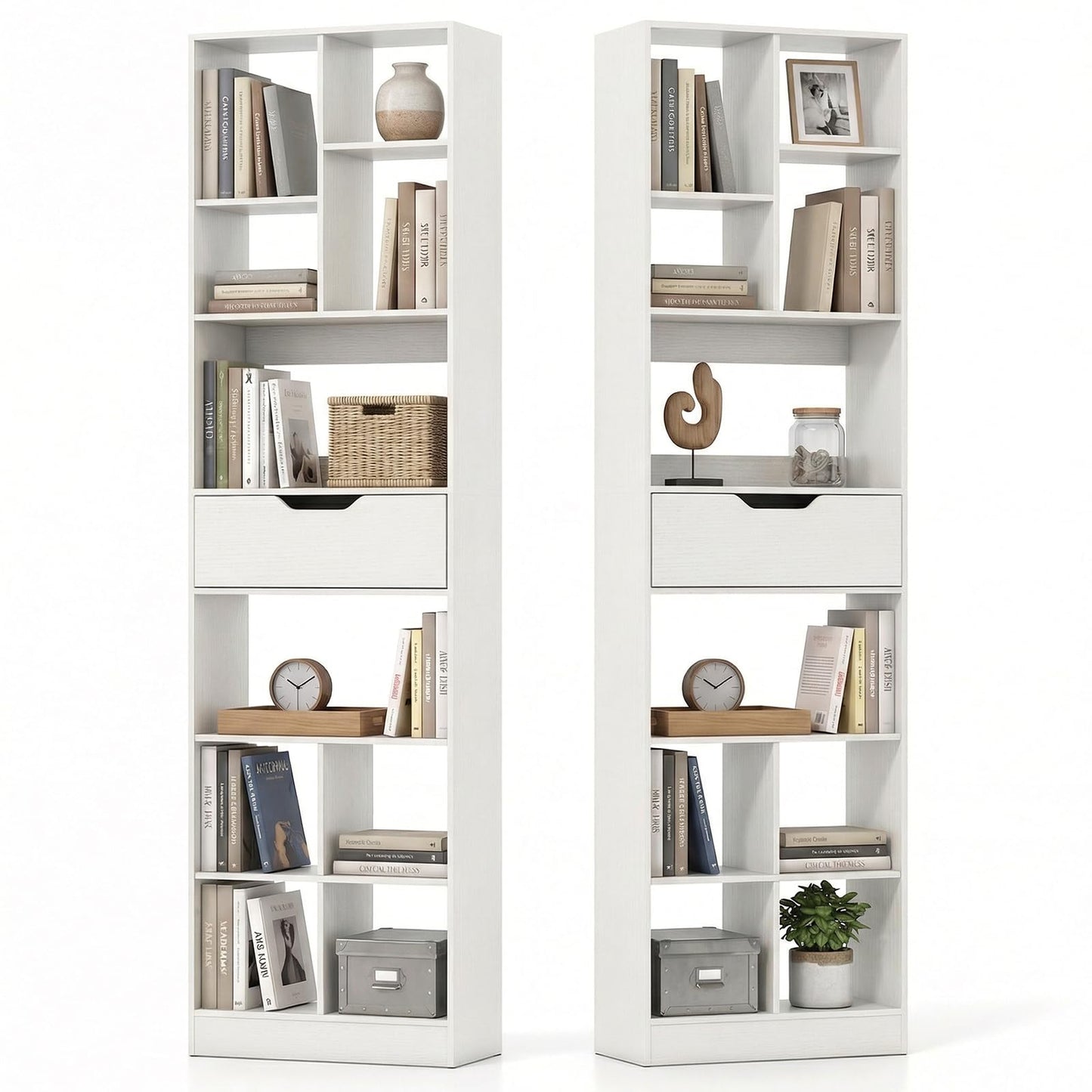 Tangkula 71” Tall Open Bookcase with Drawer 10-Cube Display Storage Cabinet Organizer(1/2)