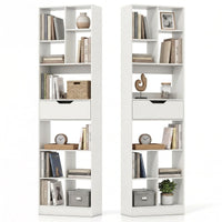 Tangkula 71” Tall Open Bookcase with Drawer 10-Cube Display Storage Cabinet Organizer(1/2)