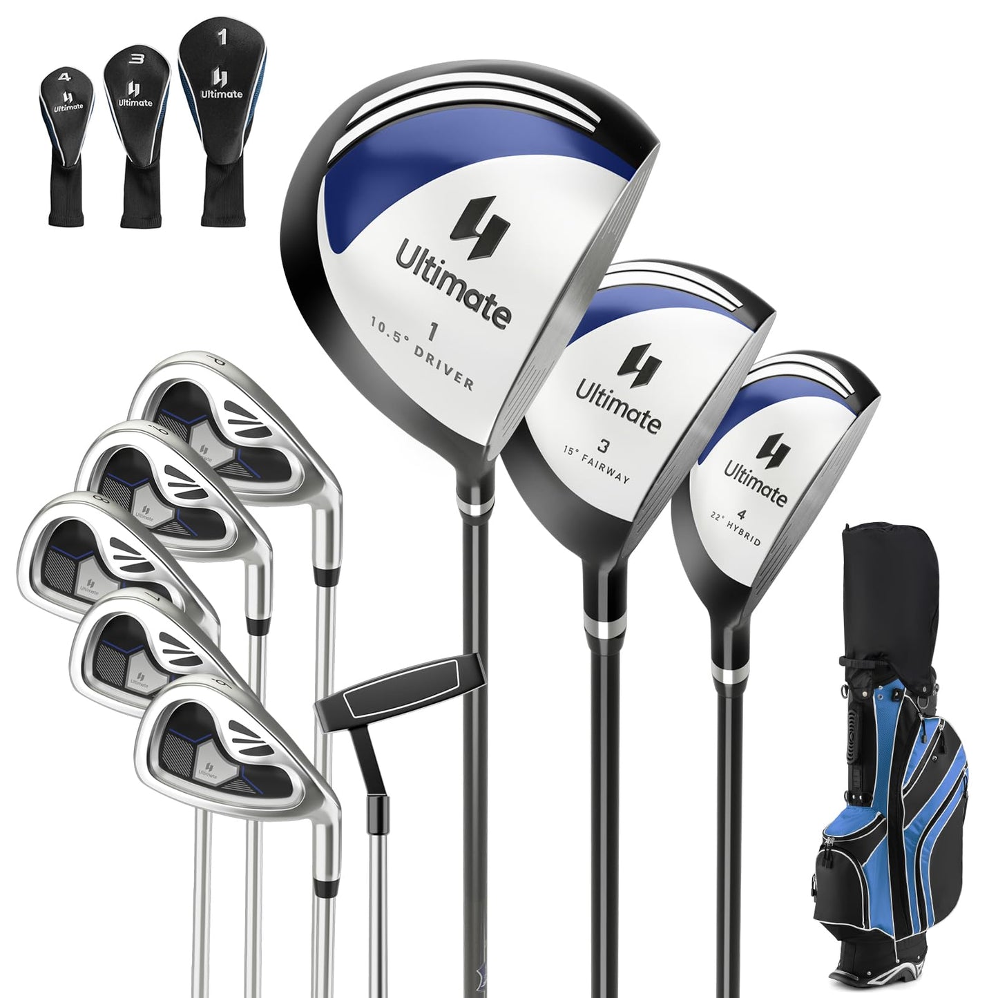 Tangkula Ensemble complet de 10 clubs de golf pour homme, droitier