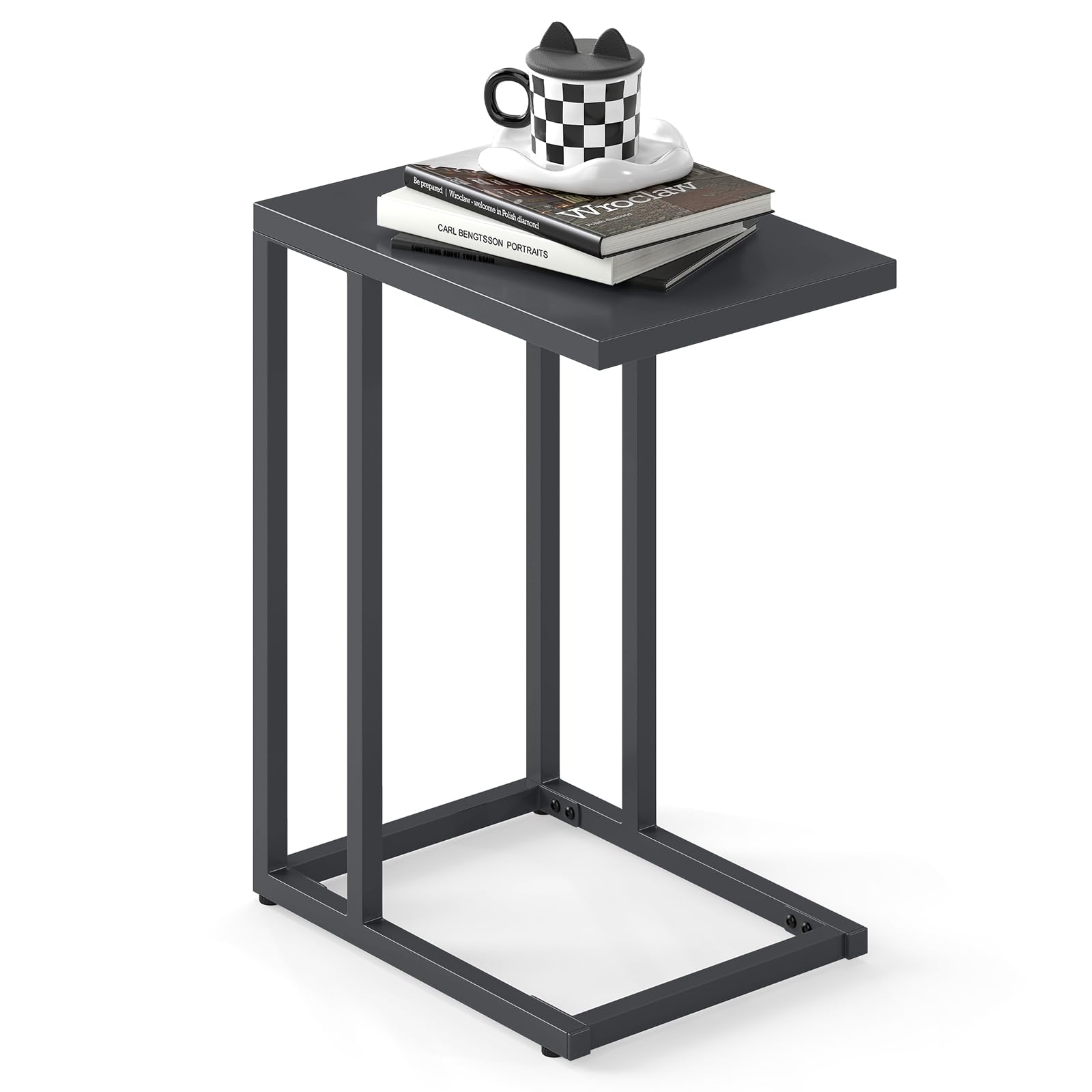 Tangkula C Shaped Side Table for Living Room Bedroom Patio Balcony