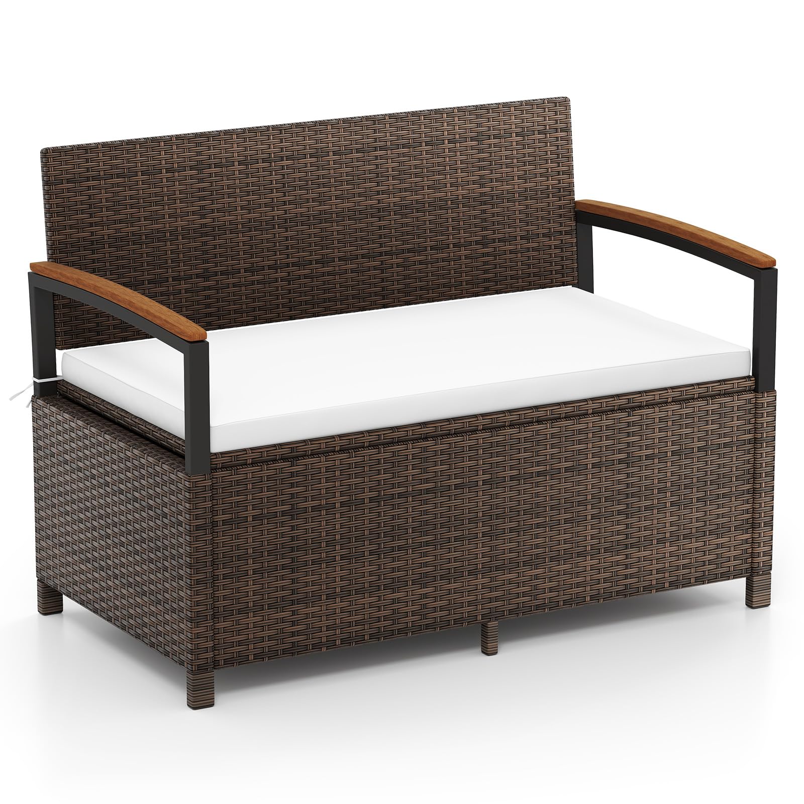 Tangkula 46 Gallon Outdoor Bench with Storage for Porch Backyard Poolside