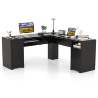 Tangkula L Shaped Desk with Drawers and Storage Shelf