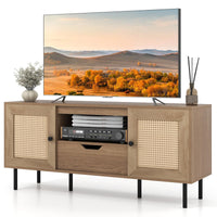 Tangkula Boho TV Stand for 50 55 60 Inch TV 52” Wooden Entertainment Center