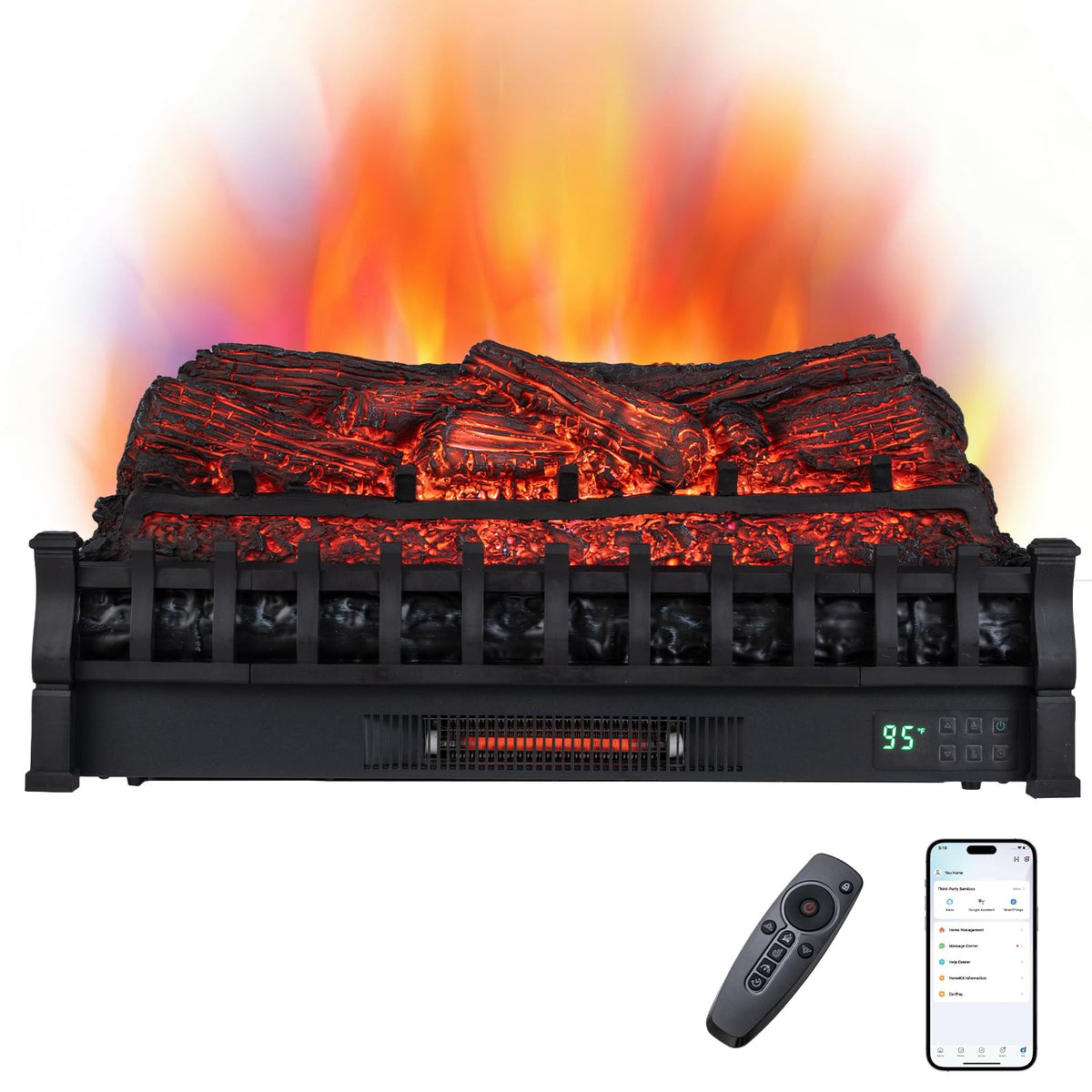 Tangkula 30" WiFi Fireplace Insert Pinewood Set