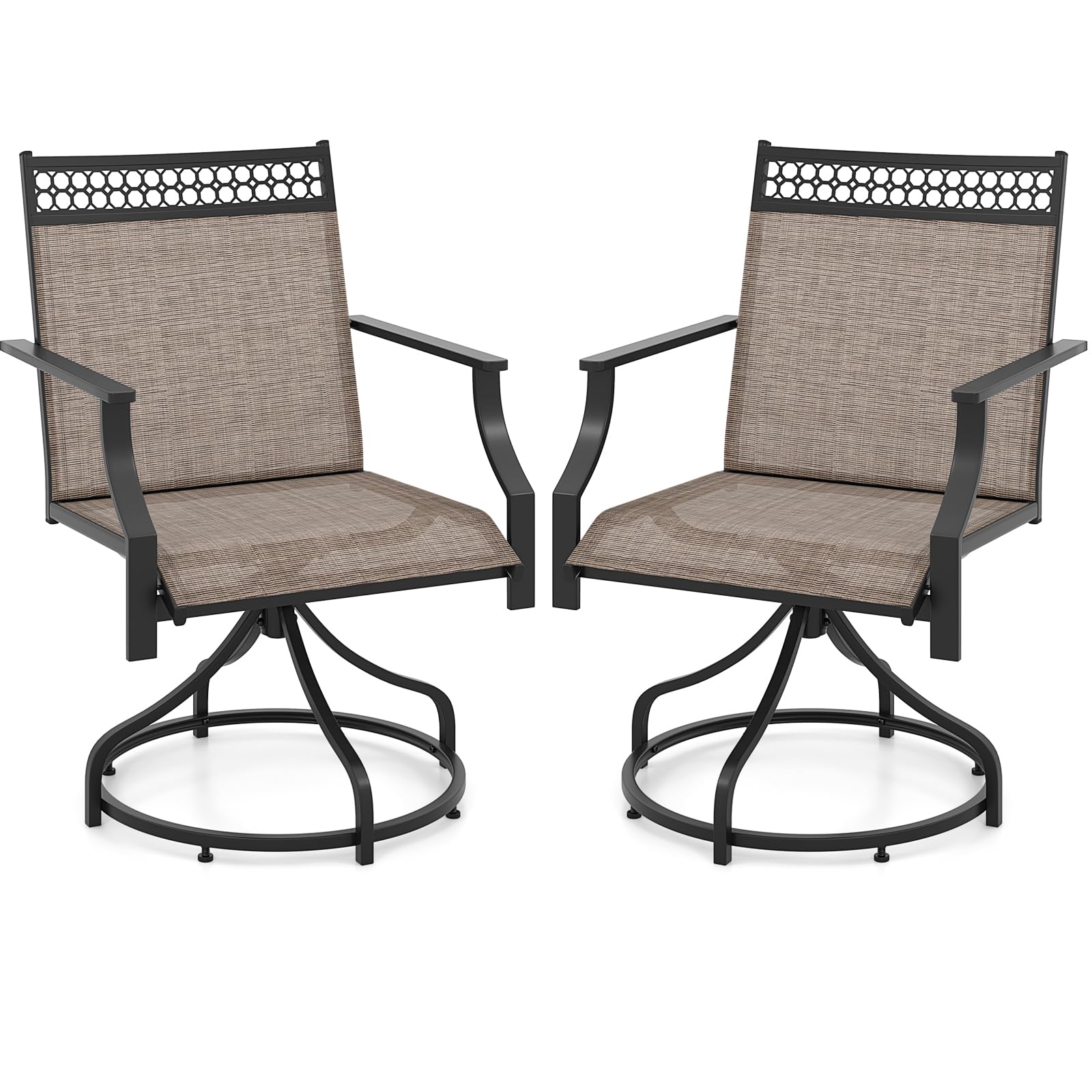 Tangkula Outdoor Swivel Dining Chairs Set of 2/4, Patio Chairs with Quick-Drying Fabric and Metal Frame