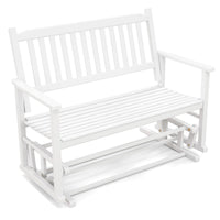 Tangkula 2 Person Outdoor Glider Chair, Poplar Wood Patio Swing Glider Loveseat Chair with Armrests