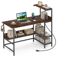 Tangkula 48" Reversible Computer Desk with Bookshelves