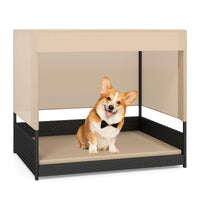 Tangkula Elevated Wicker Dog House for Small to Medium Breeds