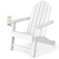 Tangkula Adirondack Chair Outdoor, Fade Resistant HDPE Armchairs with Cup Holder