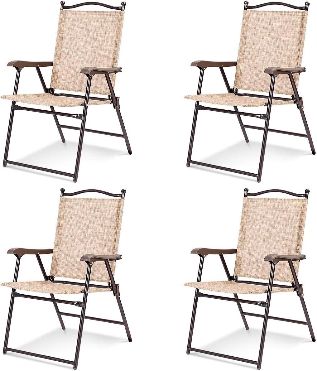 Tangkula Set of 2/4 Patio Folding Dining Chairs
