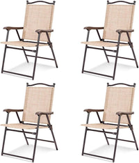 Tangkula Set of 2/4 Patio Folding Dining Chairs