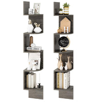 Tangkula 5-Tier Corner Shelf Wall Mount Farmhouse Floating Corner Bookshelf