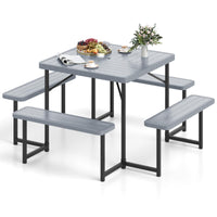 Tangkula 8 Person Picnic Table HDPE Outdoor Square Table and Bench Set