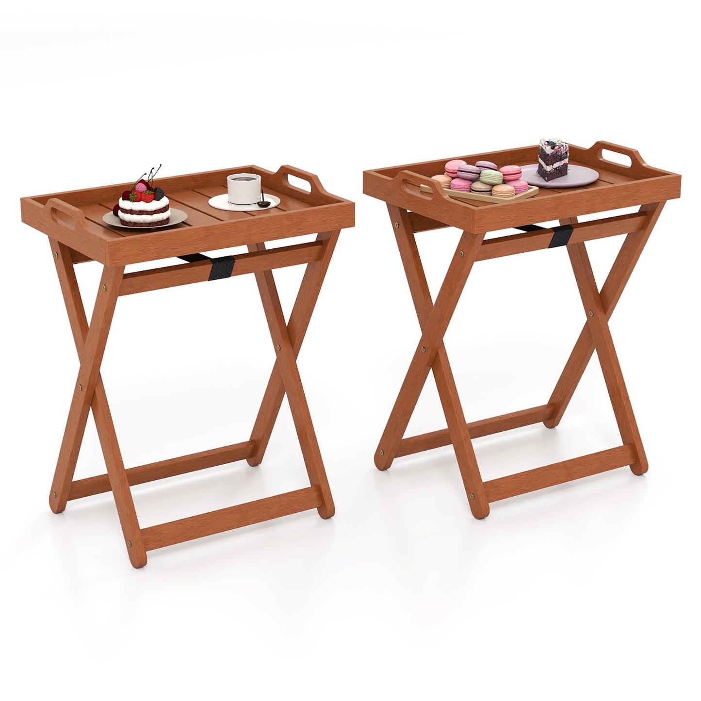 Tangkula Outdoor Wood Tray Table