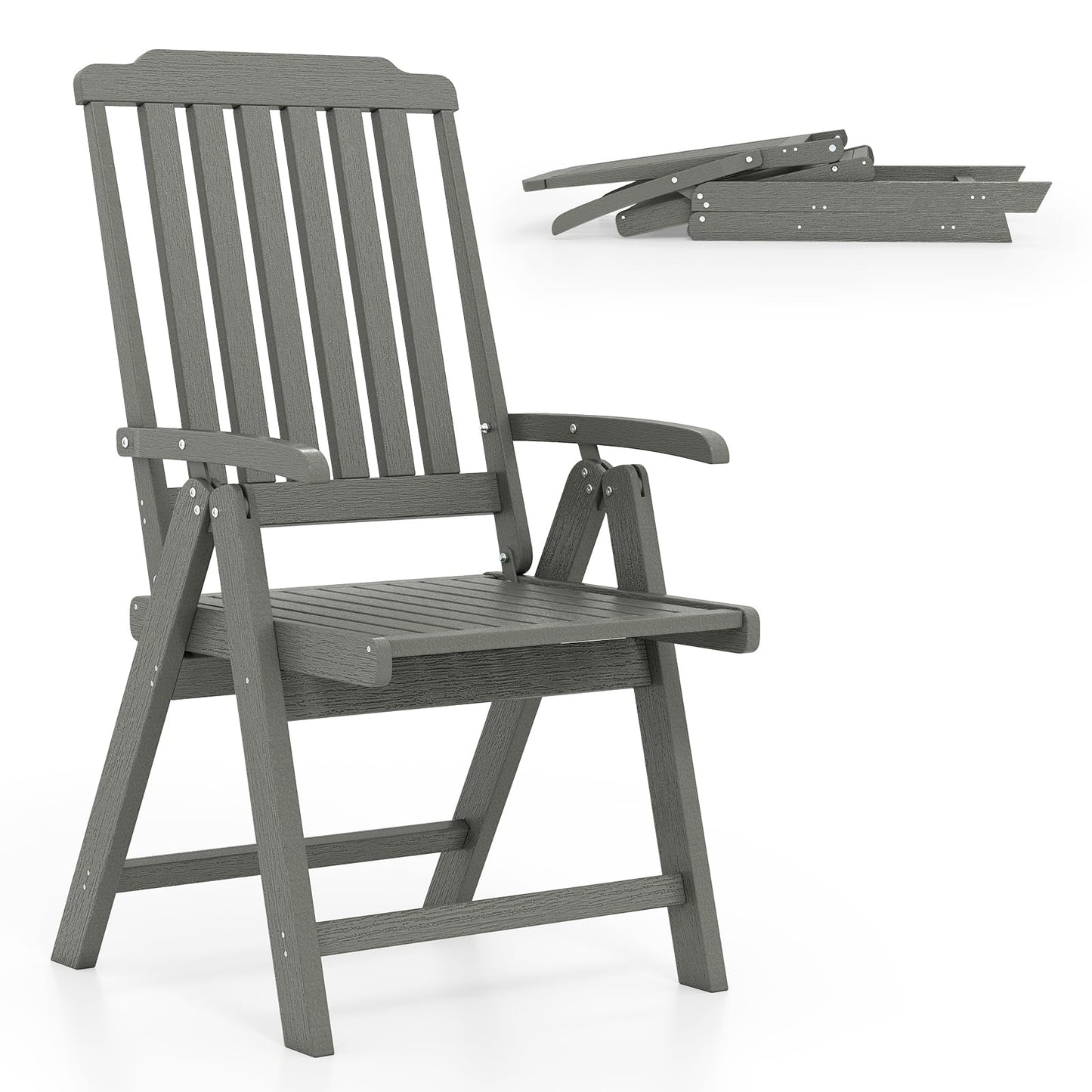Tangkula Foldable Patio Chair All-Weather HDPE Outdoor Dining Chair(1/2/4)
