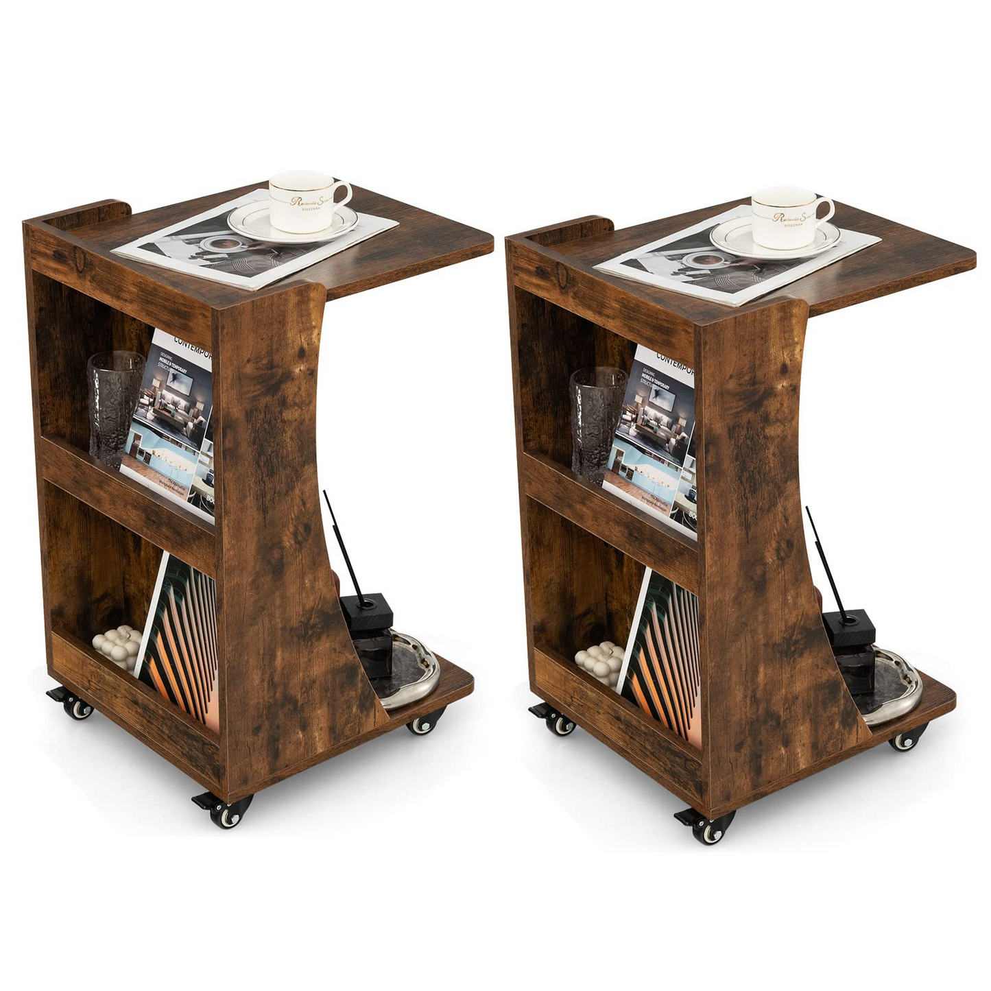 Tangkula C-Shaped End Table