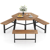 Tangkula 6 Person Acacia Wood Picnic Table