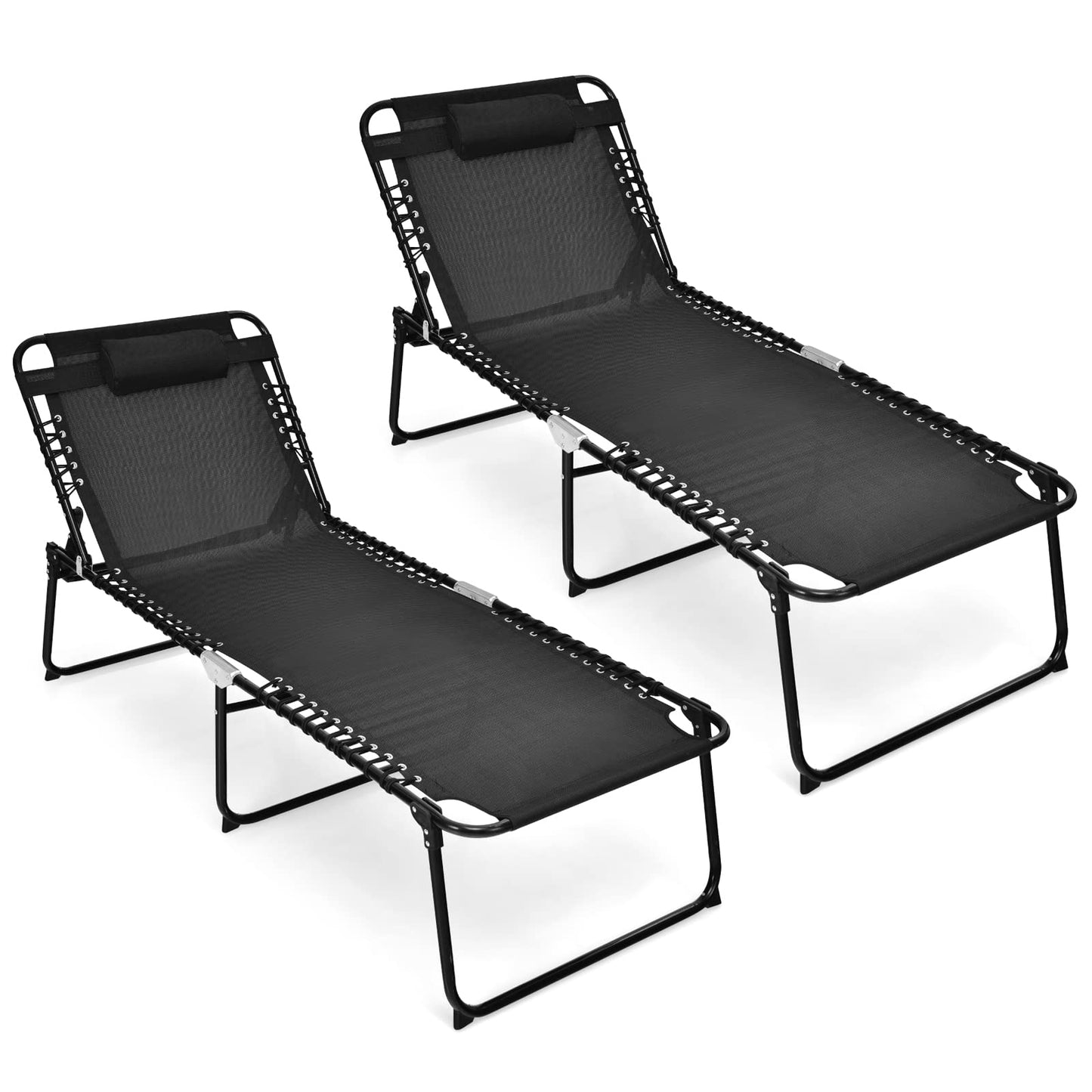 Tangkula Widen Folding Chaise Lounge Chair Set of 1/2