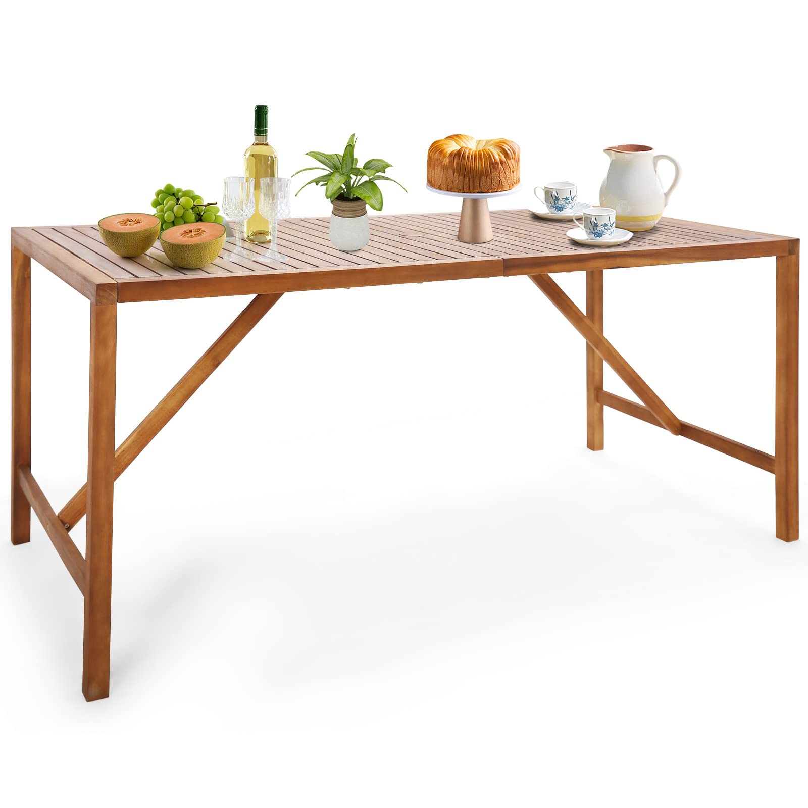 Tangkula Outdoor Rectangle Dining Table for Backyard