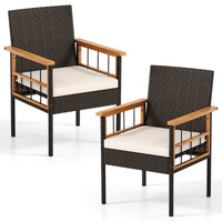 Lot de 2/4 chaises de salle à manger Tangkula en bois d'acacia et osier pour terrasse