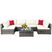 7-Piece Patio Furniture Set, Outdoor Sectional PE Rattan Sofa Set