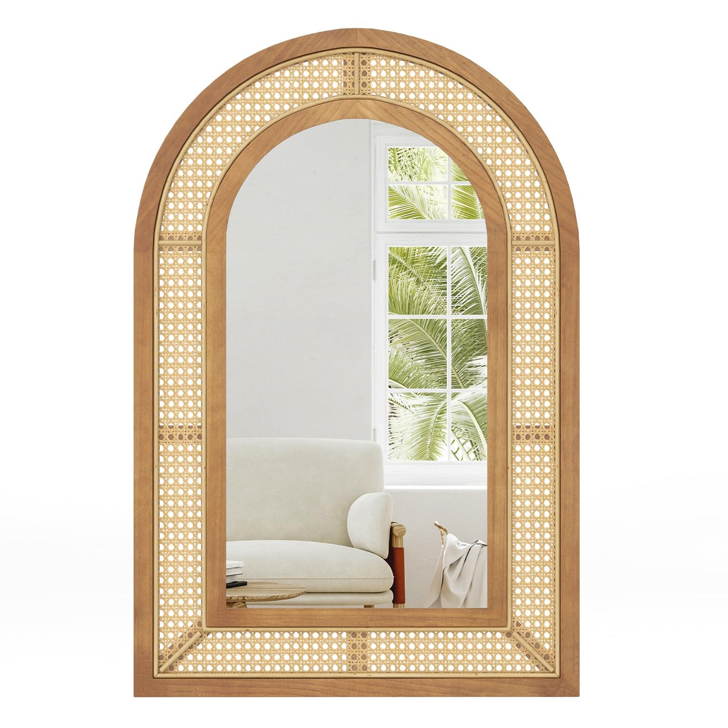 Miroir mural en rotin Tangkula (90 cm L x 60 cm l)
