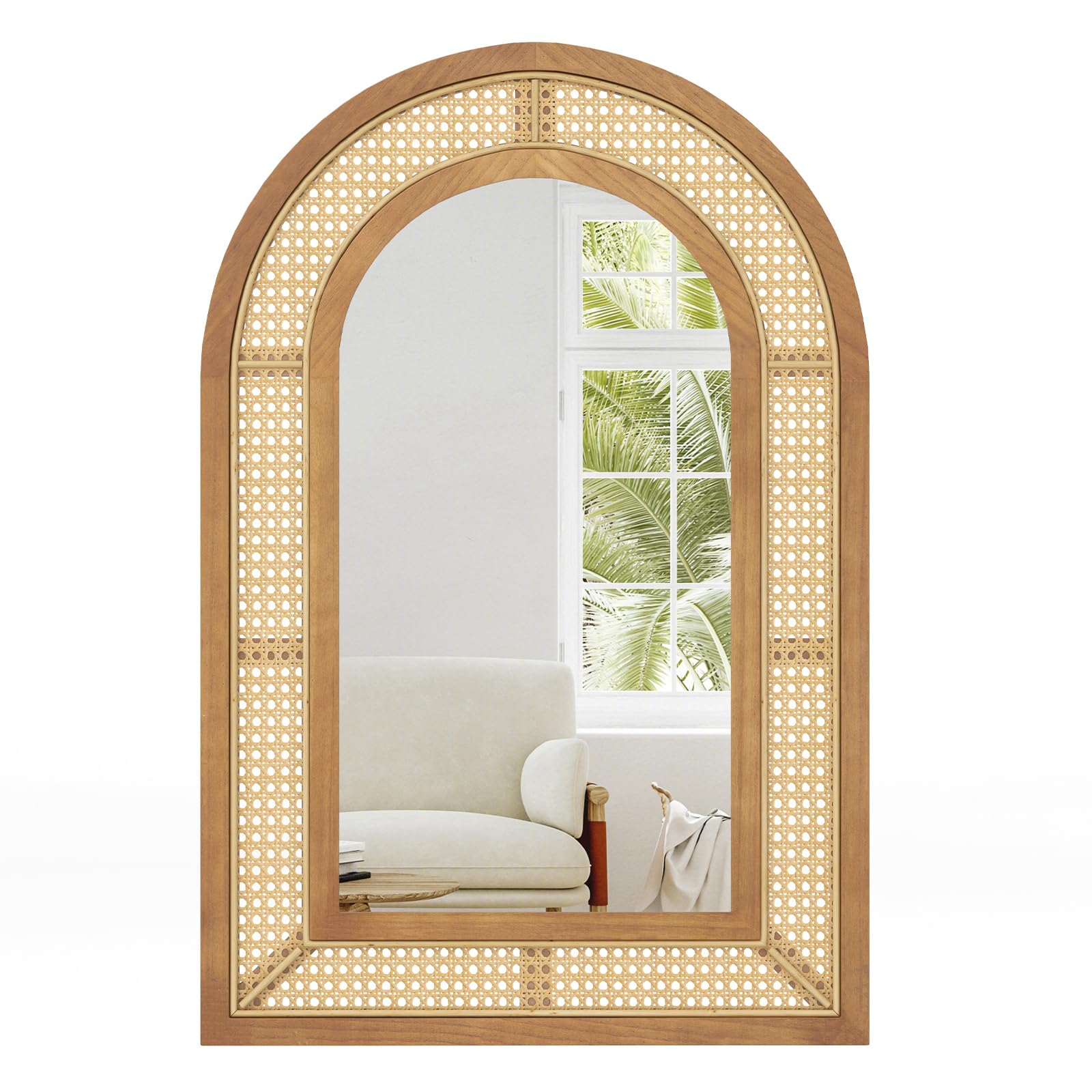 Miroir mural en rotin Tangkula (90 cm L x 60 cm l)