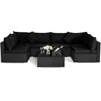Tangkula 7 Piece Patio Furniture Set with Coffee Table