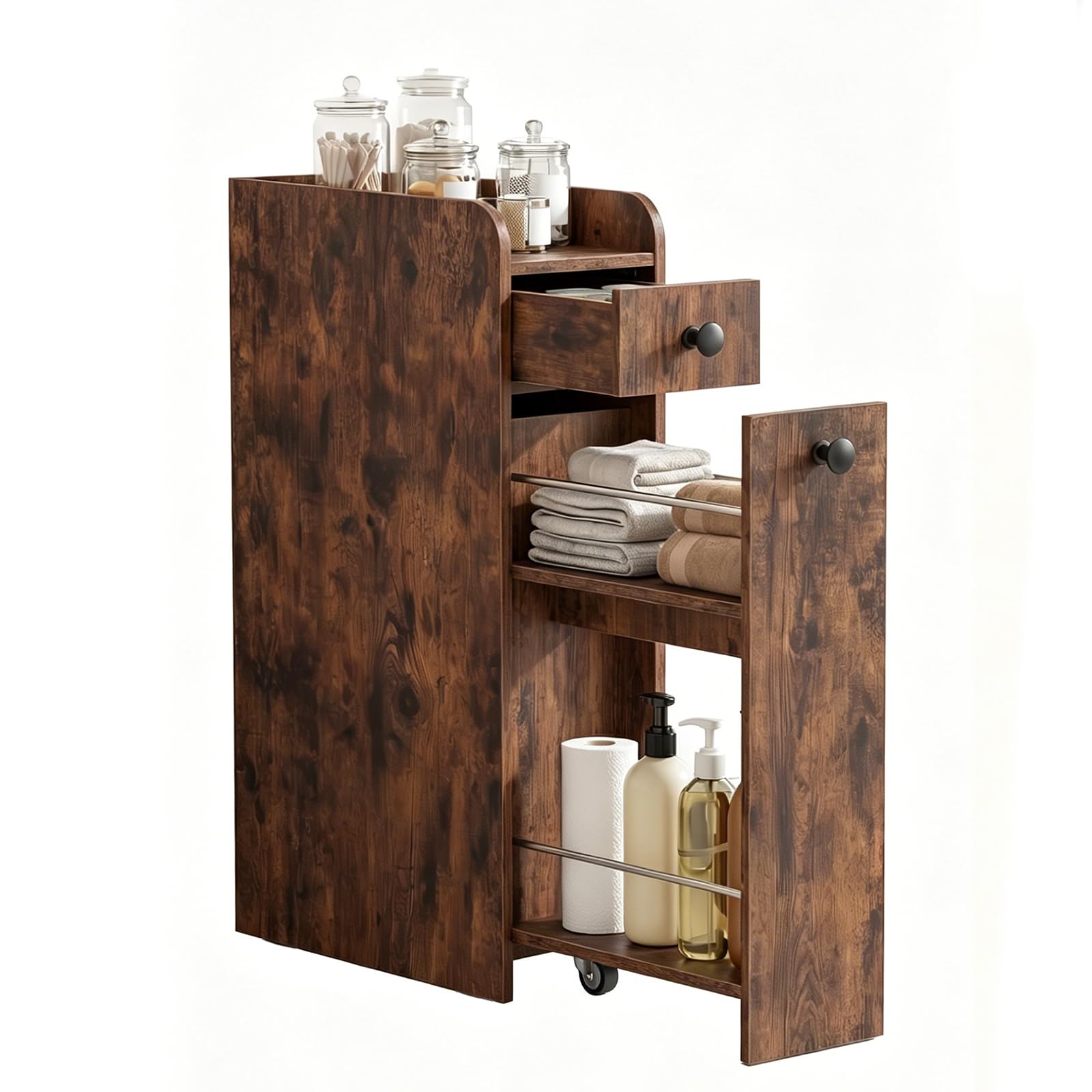 Tangkula Slim Bathroom Storage Cabinet | 4-Tier Narrow Small Side Storage Cabinet Next to Toilet