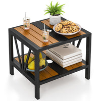 Table d'appoint d'extérieur Tangkula avec trou de parasol de 4 cm