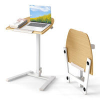 Tangkula Mobile Overbed Bedside Table with Wheels for Home