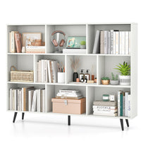 Tangkula Modern 55" L 10-Cube Bookcase with 5 Tapered Metal Legs