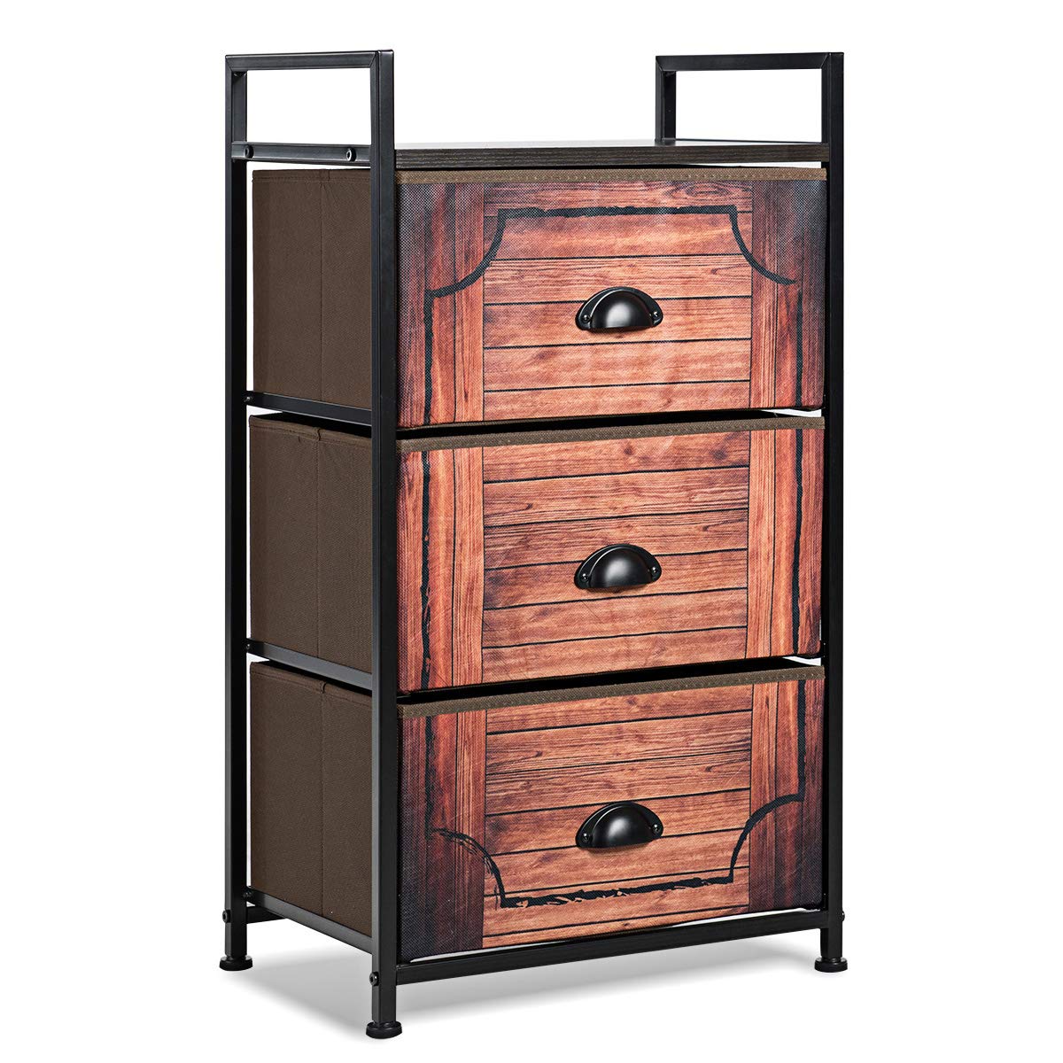 3 Drawer Dresser, Vertical Dresser Storage Tower with Fabric Drawers and Steel Frame