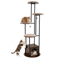 Tangkula Modern Cat Tree Tower with Top Perch (Rustic Brown)