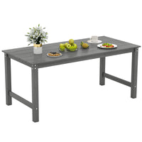 Tangkula 67" HDPE Outdoor Dining Table with Wood-Like Tabletop and Umbrella Hole