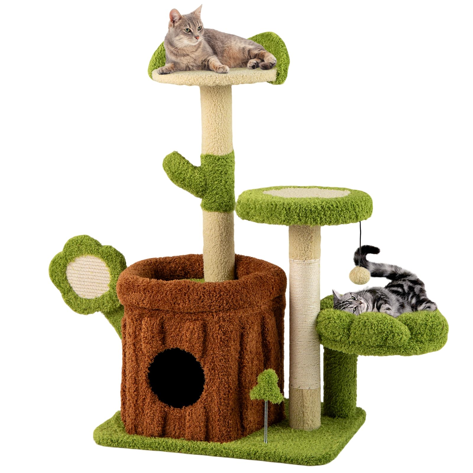 Arbre à chat esthétique Tangkula de 91 cm avec poteaux et planche à griffer en sisal