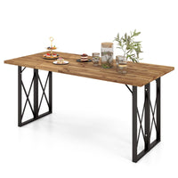 Tangkula 67 Inch Outdoor Dining Table, Acacia Wood Patio Table with 2 Inch Umbrella Hole