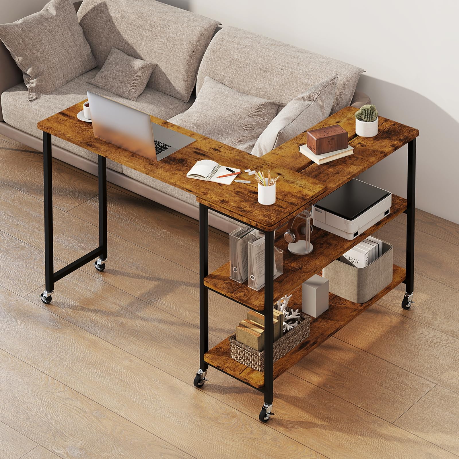Tangkula Large 360° Free Rotating Sofa Side Table