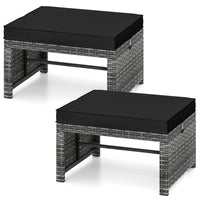 Tangkula 2 Pieces Patio PE Rattan Ottomans