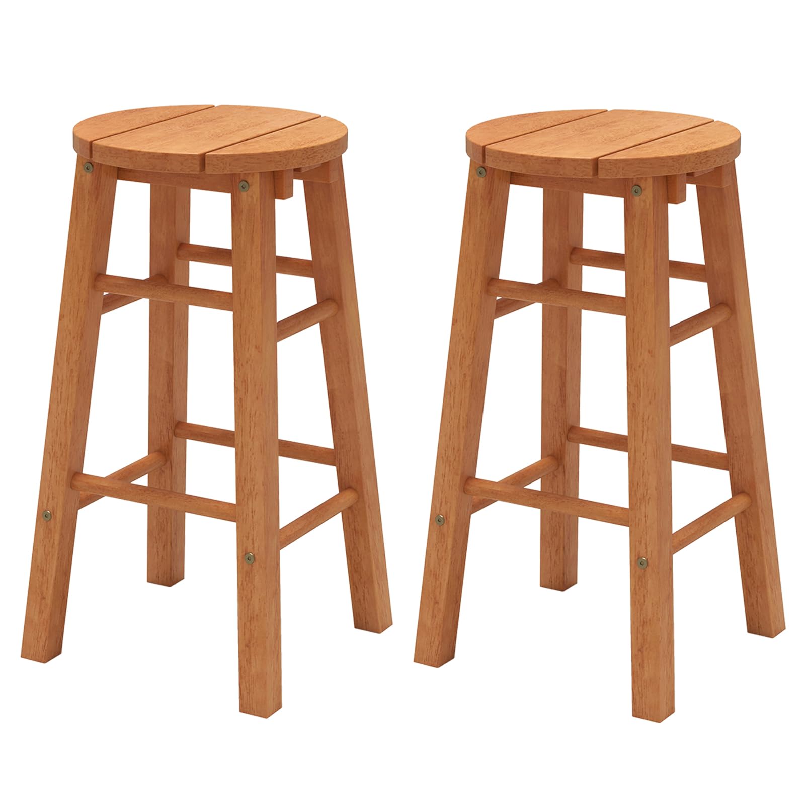 Tangkula Outdoor Wood Bar Stools Set of 2/4 for Garden