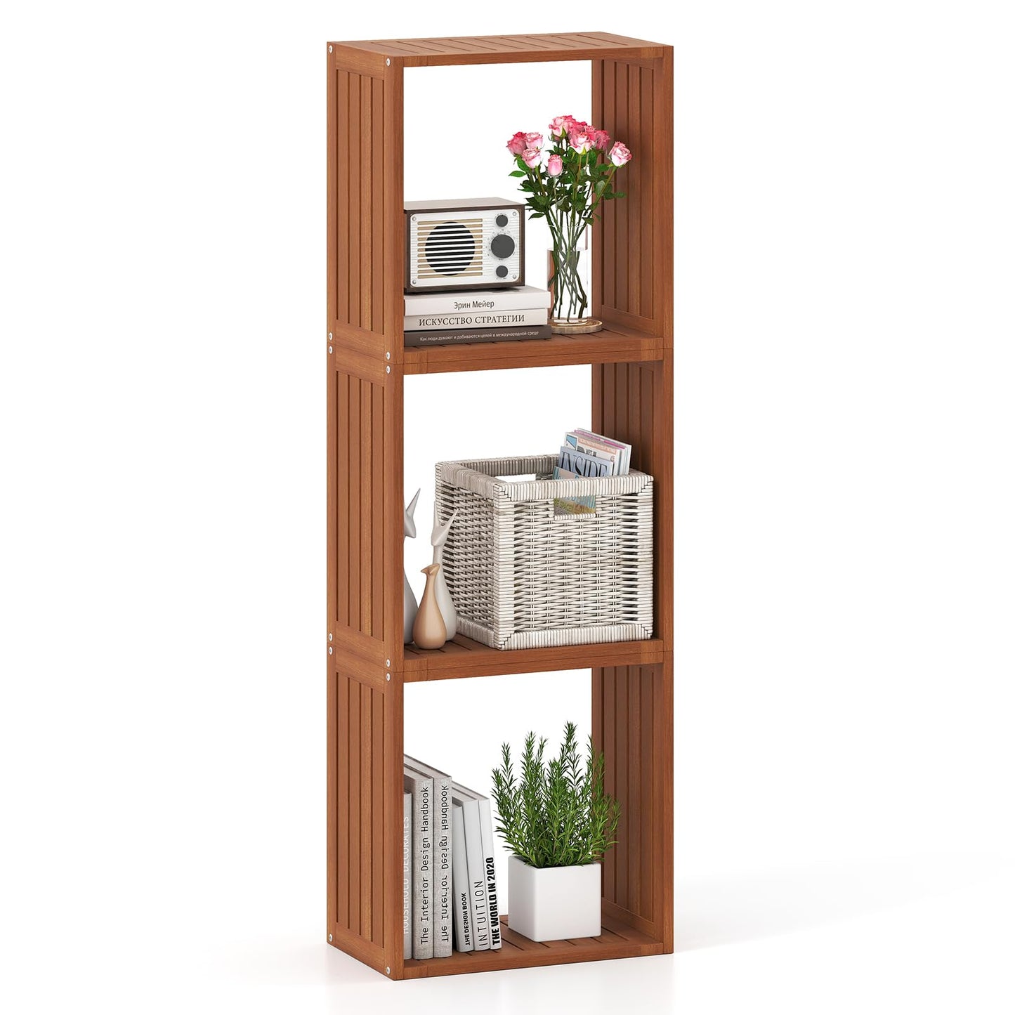 Tangkula 3/6 Cube Storage Organizers Stackable Bookcase Shelves(1/2)