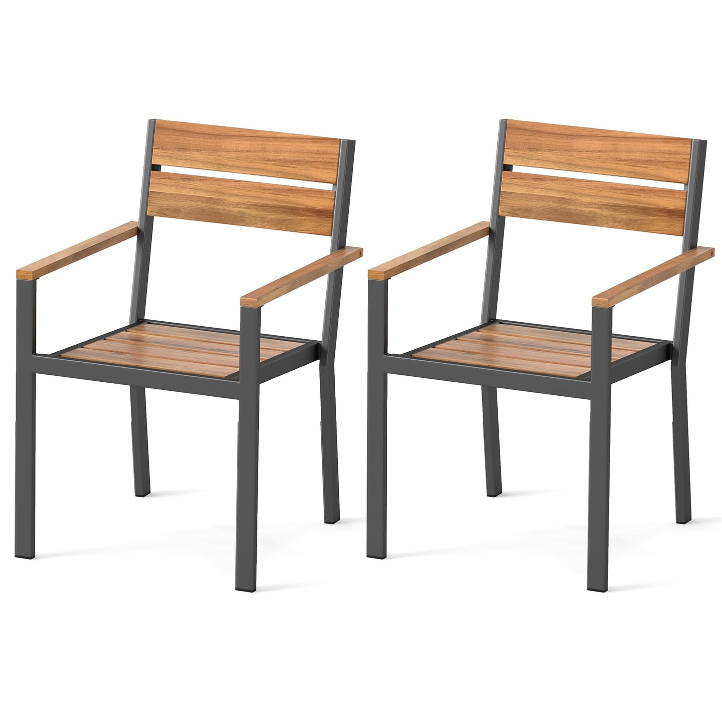 Tangkula Acacia Wood Patio Chairs Set for Deck Garden Yard