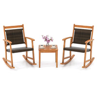 Tangkula 3 Pieces Patio Rocking Chair Set
