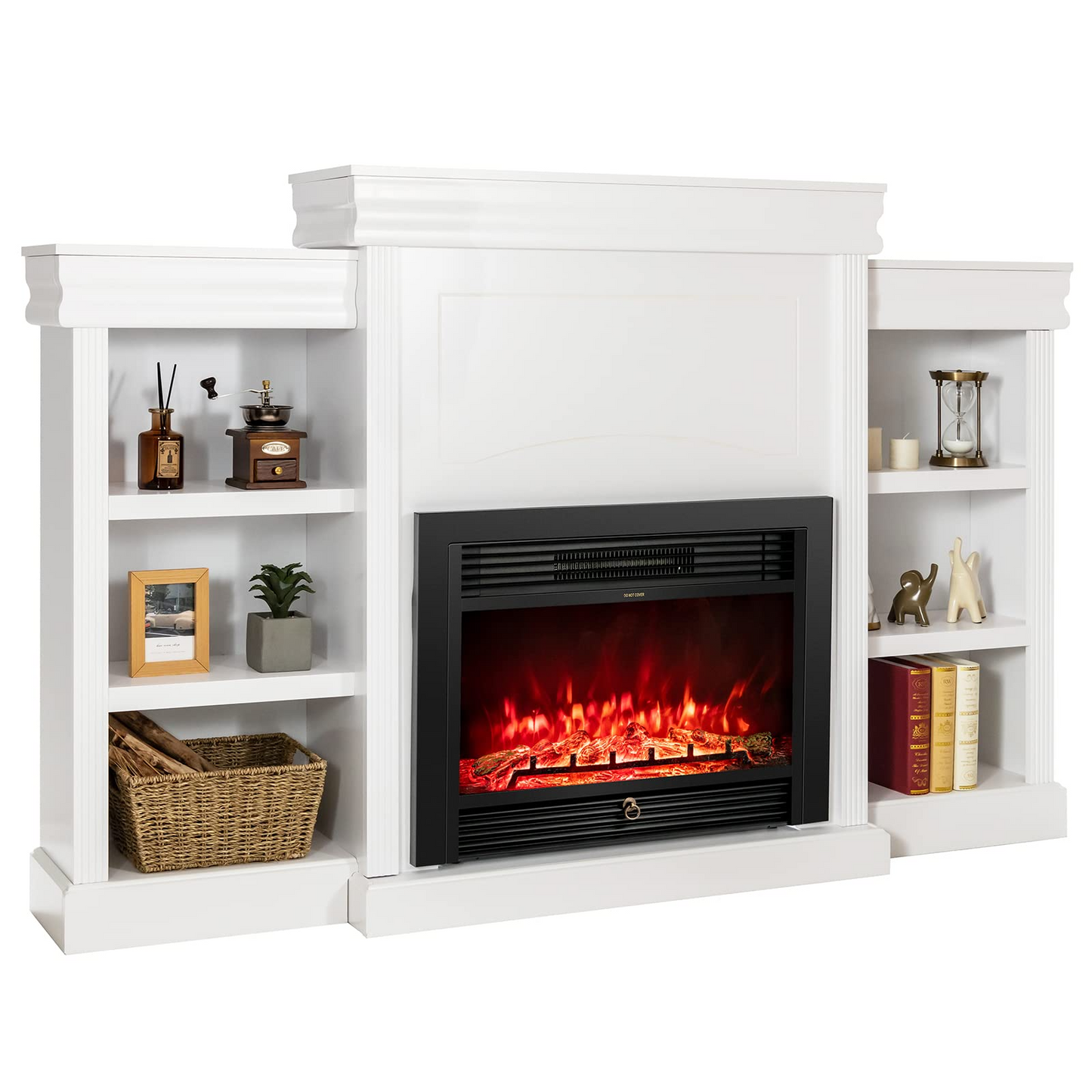  70 Inches Mantel Fireplace, 28.5-Inch Electric Fireplace - Tangkula