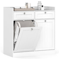 Tangkula Meuble de rangement double à bascule pour panier à linge, 80 cm de haut, pour salle de bain