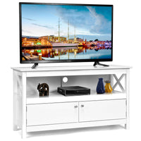 Wooden TV Stand for TVs Up to 50 Inch, X Shape Console Storage Cabinet